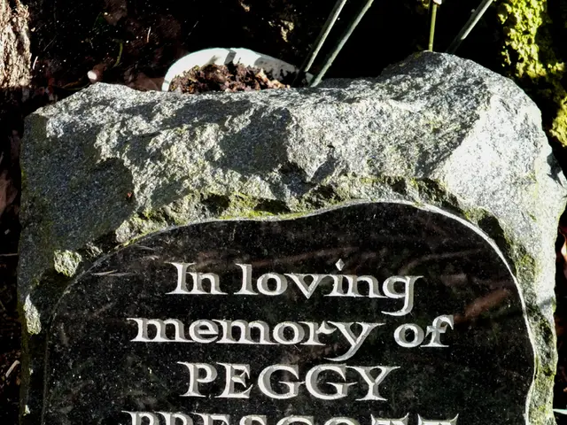 Display of attractive succulents fashioned atop a lichen-covered stone basin, crafted by James...