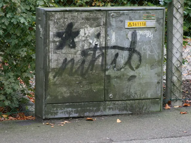 In this image I see a metal container over here on which there is a word and a star on it and I see...