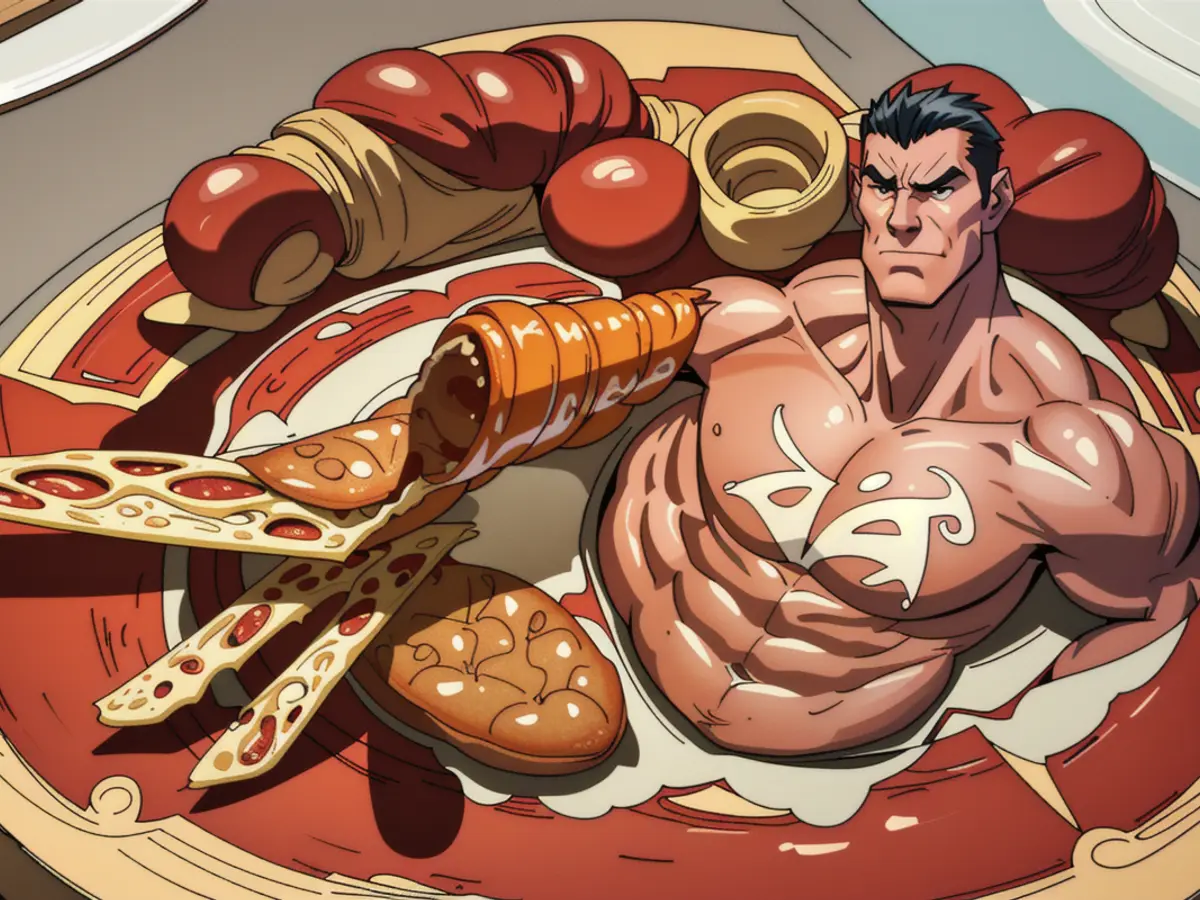 Sizzling pizza laden with cheese, pepperoni, and spicy sausage, poised for immediate consumption, atop a rustic wooden table. Tempting pizza arranged on a wooden surface, generously topped with cheese, pepperoni, and sausage, awaiting delivery.