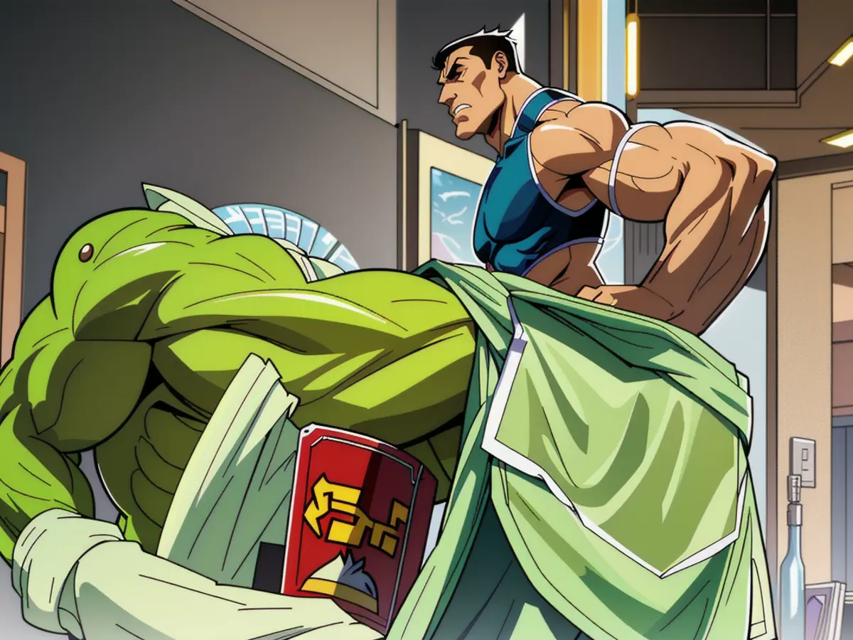 Containers in a countertop are depicted as green Containers painted green are depicted on a kitchen counter.